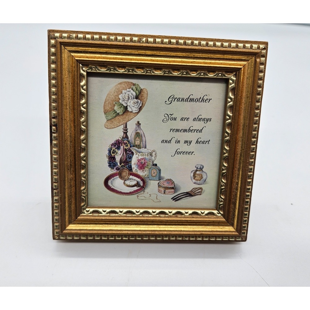 Heartfelt Collection Grandmother Framed Print Kathy Seek 1999 Gold Frame 4.5x4.5